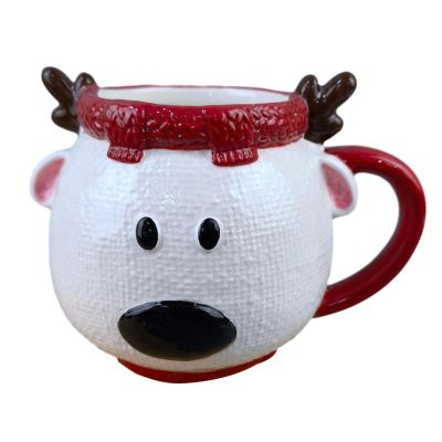 CAPIJIONG 200ml/6.67oz Christmas Ceramic Mug Creative Cute Cartoon Snowman Santa Claus Cup for office home restaurant cafe teahouse-Elk Cup-201-300ml