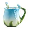 320ml/10oz Enamel porcelain underglaze color creative ceramic rose mug hanging ear coffee cup for office home-sky blue view 1