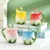 320ml/10oz Enamel porcelain underglaze color creative ceramic rose mug hanging ear coffee cup for office home-sky blue view 3