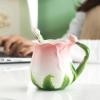 320ml/10oz Enamel porcelain underglaze color creative ceramic rose mug hanging ear coffee cup for office home-sky blue view 4