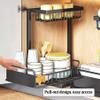 LONONE Under Sink Drawer Organizer Kitchen Cabinet Organizers and Storage Pull Out Drawers Sliding Cabinet Organizer Pull Out Shelves Under Kitchen Sink,Black view 3