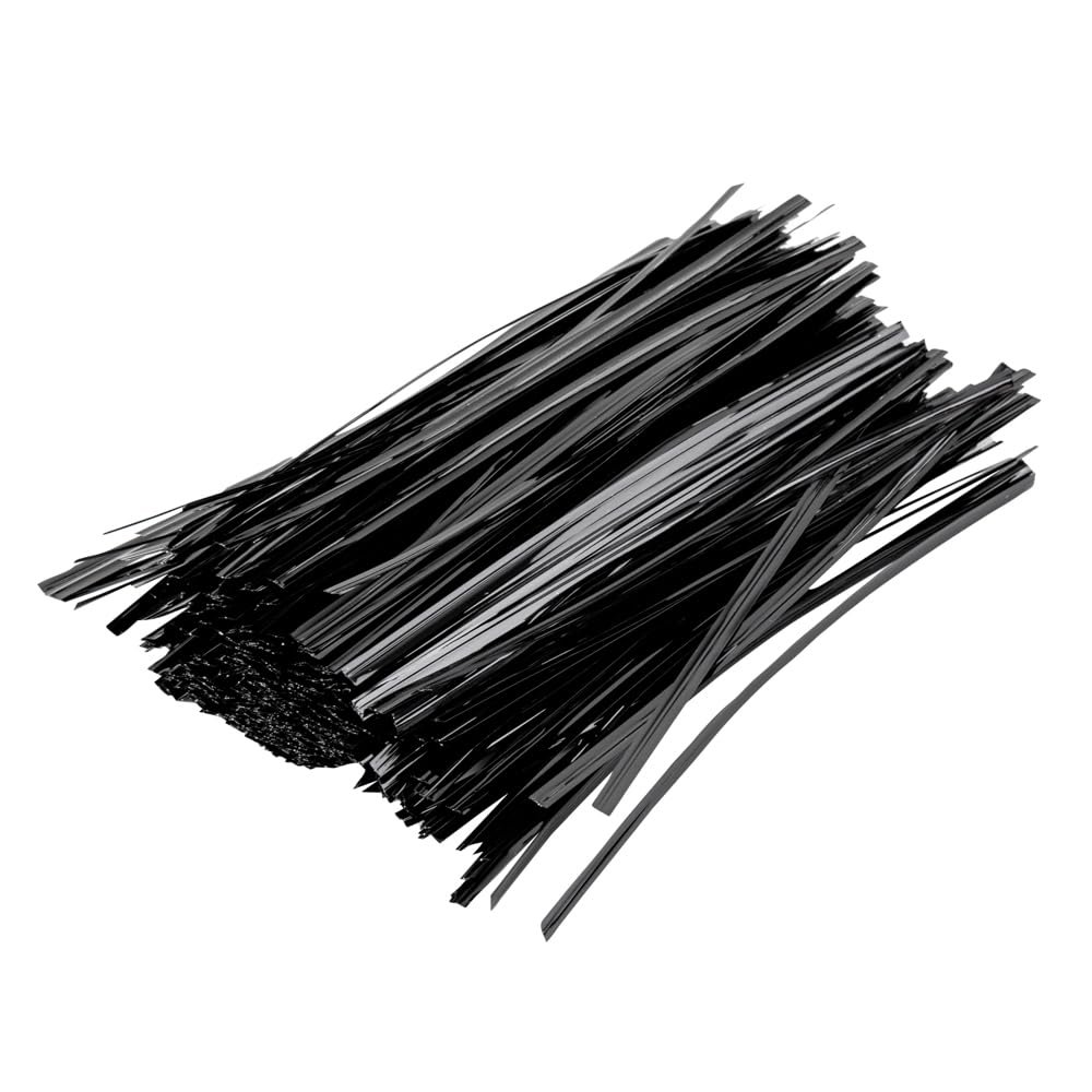 Restaurantware Bag Tek 6 Inch Twist Ties For Treat Bags 500 Durable Coffee Bag Ties - Flexible Metal Wire Inside Black Plastic Bag Twist Ties Won't Break Or Snap For Bread Bags Or Snack Bags
