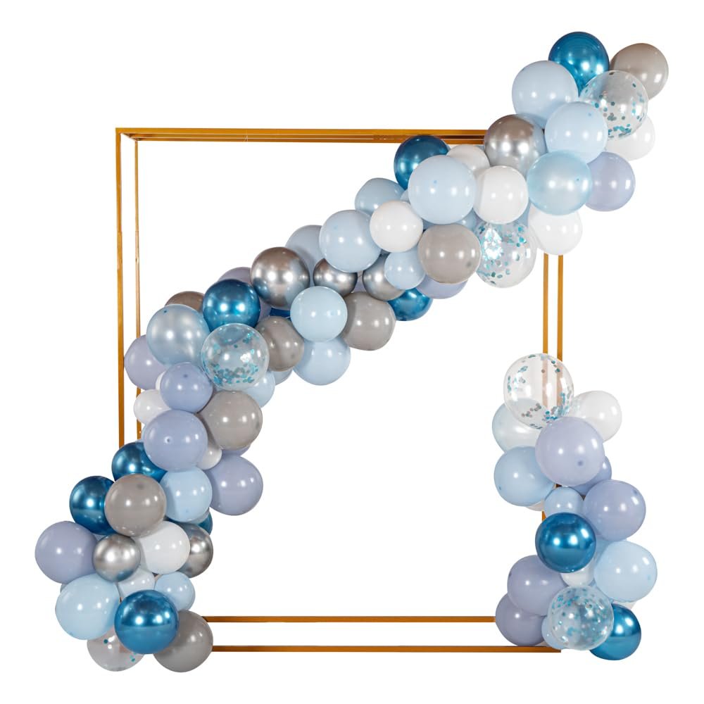 Restaurantware-Balloonify Balloon Garland Set, 1 Party Decoration Kit - 125 Balloons, With Chain, Confetti Blue & Gray Latex Balloon Arch Kit, Includes Glue Dots, Ribbon & Knot