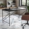 Martha Stewart Maddox Home Office Parsons Desk in Black Wood Grain with Oil Rubbed Bronze Metal X-Frame view 2