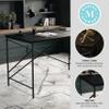 Martha Stewart Maddox Home Office Parsons Desk in Black Wood Grain with Oil Rubbed Bronze Metal X-Frame view 4