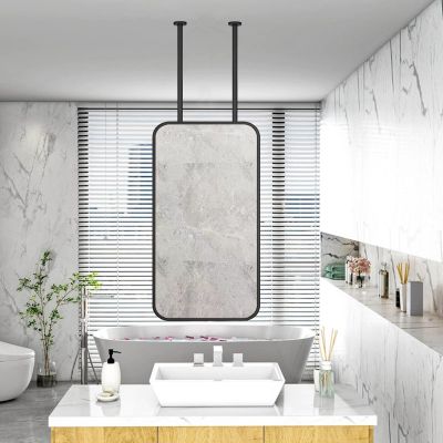 Bathroom Ceiling Mirror with Double Boom, Rectangular Hanging Glass Mirror, Metal Frame Decorative Makeup Vanity Mirror for Bedroom Living Room Entryway (Size : 40cmx60cm)