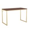 Martha Stewart Noah Home Office Parsons Desk in Walnut Wood Grain with Polished Brass Metal Frame view 3
