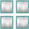 Craig Frames White and Teal Square Wall Mirror for Bathroom, Living Room, Vanity, Horizontal or Vertical Wall Hanging, 16x16 Inch, Set of 4 view 1