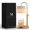 Dimmable Glass Candle Warmer Lamp with Timer - Adjustable Height Candle Lamp Warmer with Timer (8H/4H/2H) - Wax Melter - Ideal Gift, fits Various Size Scented Candles - 02 Bulb - (Gold Metal) view 1