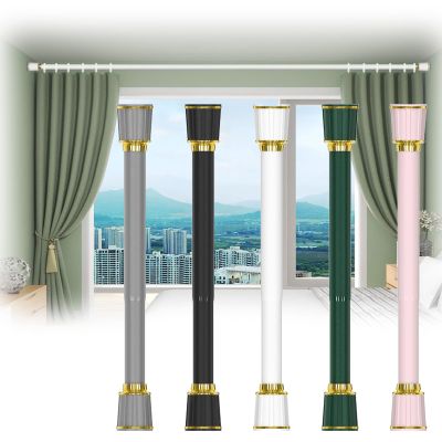 QHDPKU Black Shower Curtain Rod No Drill, 15-195 Inch Spring Tension Clothes Rod Adjustable Never Rust,Heavy Duty Room Divider Rod Great,for Space Partition (Color : Green, Size : 15-21inchs)