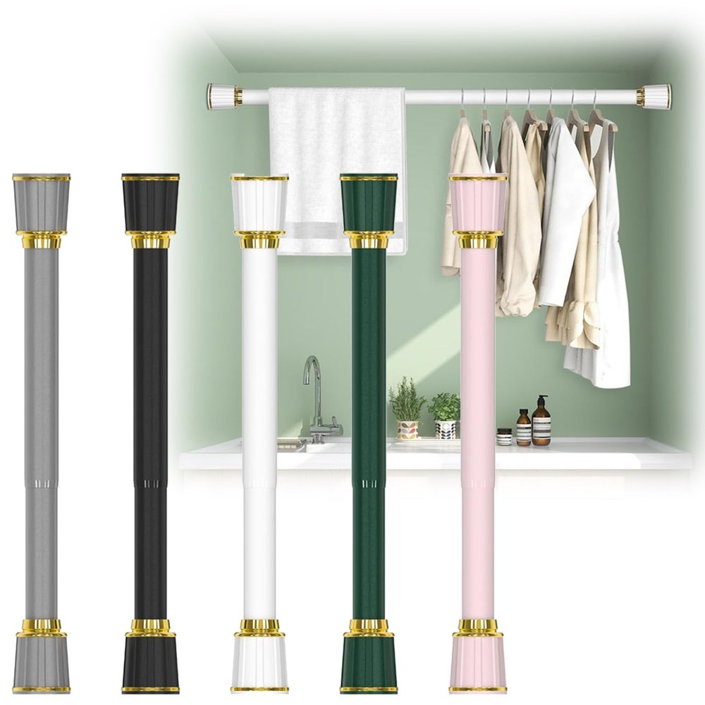 Shower Curtain Rod, 28-48 Inch Never Rust Non-Slip Adjustable Tension Curtain Rod,No Drilling Spring Tension Shower Rods for Hanging Clothes,Wardrobes,Shoe Cabinets,Curtain ( Color : White , Size : 65