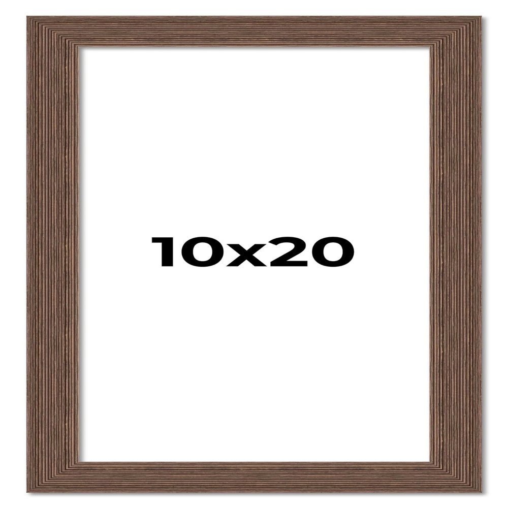 10x20 Farmhouse Brown Solid Wood Picture Frame Width 1.5 Inches | Interior Frame Depth 0.5 Inches | Rustic Barnwood Brown Distressed Photo Frame Complete with UV Acrylic, Foam Board Backing & Hanging