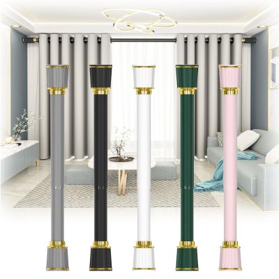 QHDPKU Non-Fall Down Tension Curtain Rod Spring Tension Rod Short Curtian Rods No Drilling Expandable Spring Loaded Curtain Tension Rod Adjustable 15 to 195 inch (Color : Green, Size : 65-95inchs)