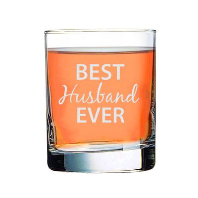 Best Husband Ever - Whiskey Bourbon Glass Old Fashsioned 10.5 Oz Laser Engraved Clear Cocktail Glasses Etched Crafted Work Custom Gift Cup Mug