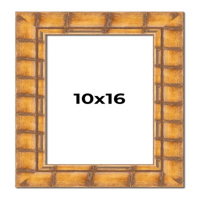 10x16 Frame Bamboo Natural Wood Beige Solid Wood Picture Frame | 2.875 Inch Moulding Width | Picture Frame Complete with UV Acrylic Plexiglass, Foam Board Backing & Hanging Hardware