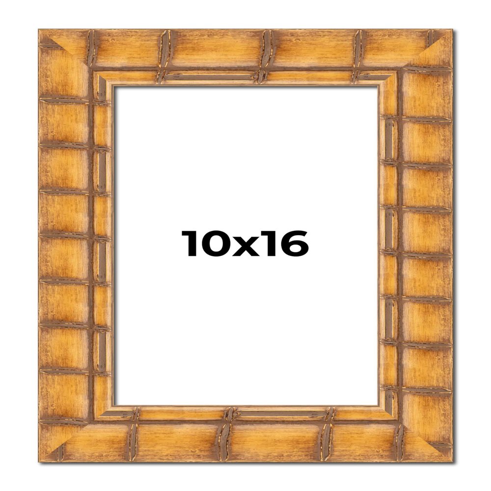 10x16 Frame Bamboo Natural Wood Beige Solid Wood Picture Frame | 2.875 Inch Moulding Width | Picture Frame Complete with UV Acrylic Plexiglass, Foam Board Backing & Hanging Hardware