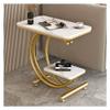 2-Tier Rectangle Side Table, Luxurious Rock Plate End Table Beside Table With Metal Legs Small Accent Table Snack Table Nightstand For Living Room, Bedroom, Balcony ( Color : White-A , Size : 52x35x60 view 1