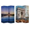 American Art Decor 4-Panel Dressing Room Divider - Double-Sided Paris Eiffel Tower & Arc de Triomphe Canvas - Portable Folding Privacy Screen for Room Separation (70" H) view 1