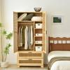 Pine Wood Closet with Rattan Doors and Two Drawers (Natural) view 4