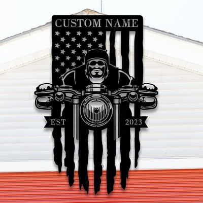 Personalized Motorcycle Metal Sign, Custom Biker Steel Sign, Sport Lovers Wall Decor, Indoor Wheel & Handlebars Wall Art, Gift For Him