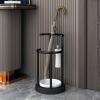 Home Circular Umbrella Holder, Premium Umbrella Stand with Removable Drip Tray, Versatile Organizer for Home Entryway, Modern Decorative Metal Rack for Umbrellas, Canes, Walking Sticks Black view 2