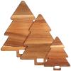 3 Pieces Christmas Kitchen Cutting Board Set with Handles Organic Acacia Kitchen Accessories Chopping Board Christmas Tree Shaped Charcuterie Board for Vegetables Fruit Salad Holder, 3 Sizes view 1