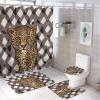 ZGDPBYF Leopard Cheetah 3 Piece Bath Mats Dark Brown Heetah Animals Black/White Grid Waterproof Non Slip Bath Mat Set, Washable Rug for Bathroom,-3-Piece Set view 1