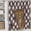 ZGDPBYF Leopard Cheetah 3 Piece Bath Mats Dark Brown Heetah Animals Black/White Grid Waterproof Non Slip Bath Mat Set, Washable Rug for Bathroom,-3-Piece Set view 2