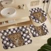 ZGDPBYF Leopard Cheetah 3 Piece Bath Mats Dark Brown Heetah Animals Black/White Grid Waterproof Non Slip Bath Mat Set, Washable Rug for Bathroom,-3-Piece Set view 3