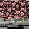 MEETSIOY Cute Black Pink Heart Tapestry Fantasy Pink Butterfly Aesthetic Tapestry Hippie 2000s Y2K Teen Girls Tapestries Wall Hanging for Women Nursery Bedroom Living Room Bedroom College Dorm view 1