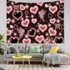 MEETSIOY Cute Black Pink Heart Tapestry Fantasy Pink Butterfly Aesthetic Tapestry Hippie 2000s Y2K Teen Girls Tapestries Wall Hanging for Women Nursery Bedroom Living Room Bedroom College Dorm view 2