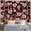 MEETSIOY Cute Black Pink Heart Tapestry Fantasy Pink Butterfly Aesthetic Tapestry Hippie 2000s Y2K Teen Girls Tapestries Wall Hanging for Women Nursery Bedroom Living Room Bedroom College Dorm view 4