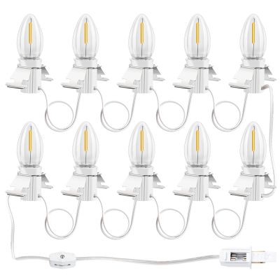 Aomitop Christmas Village Lights with 10 Led Light Bulb, Snow Village Lights C7 with Clips for Christmas Halloween Cabin, for Houses Craft Decoration,Warm White