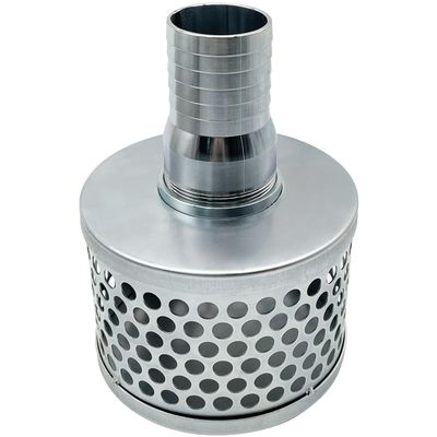MUSTBEE Round Hole Suction Strainers and Combination Hose Connector Set for Pump, Plated Steel (2 inch set)