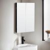 eclife 24" Bathroom Corner Medicine Cabinet W/Mirror, Double Doors Bathroom Black Wall Mount Mirror Cabinet, Hanging Triple Shelf Storage Cabinet Opens Left and Right view 1
