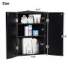 eclife 24" Bathroom Corner Medicine Cabinet W/Mirror, Double Doors Bathroom Black Wall Mount Mirror Cabinet, Hanging Triple Shelf Storage Cabinet Opens Left and Right view 2