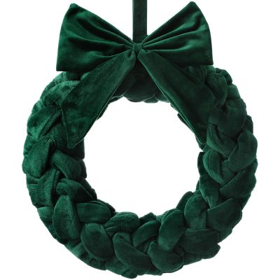 Barydat Christmas Velvet Wreath 14" Wreaths for Front Door Velvet Christmas Wreath Ornament with Bow for Party Table Fireplaces Porch Walls New Years Home Decor