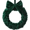 Barydat Christmas Velvet Wreath 14" Wreaths for Front Door Velvet Christmas Wreath Ornament with Bow for Party Table Fireplaces Porch Walls New Years Home Decor view 1
