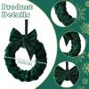 Barydat Christmas Velvet Wreath 14" Wreaths for Front Door Velvet Christmas Wreath Ornament with Bow for Party Table Fireplaces Porch Walls New Years Home Decor view 2