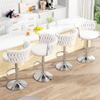 AWQM Velvet White Bar Stools Set of 4, Swivel Bar Height Barstools with Adjustable Counter Height, Upholstered Kitchen Island Chairs with Back & Footrest, Beige view 4