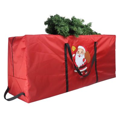 Christmas Tree Storage Bag Fits Up to 7.5 Feet Diassembled Tree, JOYCEMALL Heavy Duty Waterproof Artificial Xmas Tree Container Extra Large Moving Bag with Reinforced Handles - Red Single Santa