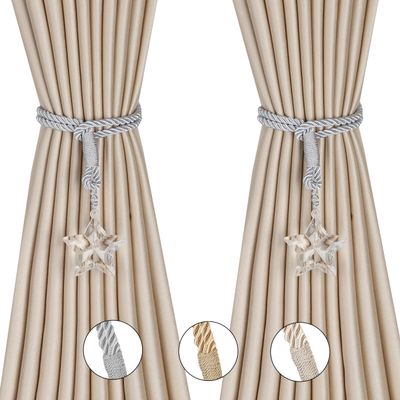 BEL AVENIR 2 Pack Crystal Curtain Tiebacks Luxury Handmade Knots Curtain Ties Elegant Drape Holdbacks Rope for Home Office Drapes Sheer DIY Decoration (Silver, C)