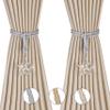 BEL AVENIR 2 Pack Crystal Curtain Tiebacks Luxury Handmade Knots Curtain Ties Elegant Drape Holdbacks Rope for Home Office Drapes Sheer DIY Decoration (Silver, C) view 1