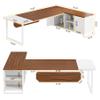 Tribesigns 70.8" L-Shaped Executive Desk with 55" File Cabinet, Large Home Office Computer Desk with Storage Shelves and Cabinet, Modern Business Furniture Set Home Office, Walnut White view 2