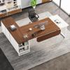 Tribesigns 70.8" L-Shaped Executive Desk with 55" File Cabinet, Large Home Office Computer Desk with Storage Shelves and Cabinet, Modern Business Furniture Set Home Office, Walnut White view 4