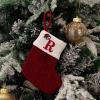 Jackcsale Christmas Stockings 26 Letters Custom Knitted Christmas Stockings Red Mini Personalized Christmas Ornament for Farmhouse Fireplace Party Xmas Tree Home Decorations (Red-R) view 1
