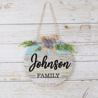Welcome Family Name Sign, Custom Door Hanger,Personalized Last Name Sign, Personalized Wedding Gift, PVC Door Sign, Round Welcome Door Wreath, Rustic Front Door Decor, Housewarming Gift, 12"