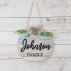 Welcome Family Name Sign, Custom Door Hanger,Personalized Last Name Sign, Personalized Wedding Gift, PVC Door Sign, Round Welcome Door Wreath, Rustic Front Door Decor, Housewarming Gift, 12" view 1