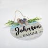 Welcome Family Name Sign, Custom Door Hanger,Personalized Last Name Sign, Personalized Wedding Gift, PVC Door Sign, Round Welcome Door Wreath, Rustic Front Door Decor, Housewarming Gift, 12" view 2