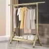 Folding Retractable Collapsible Drying Rack ClothingSpace-Saving Laundry Rack, Aluminum Alloy Drying RackIsometric Windproof Hanging HolesMovable Drying Rack With 4 Castors,Clothes Hat Rack view 1